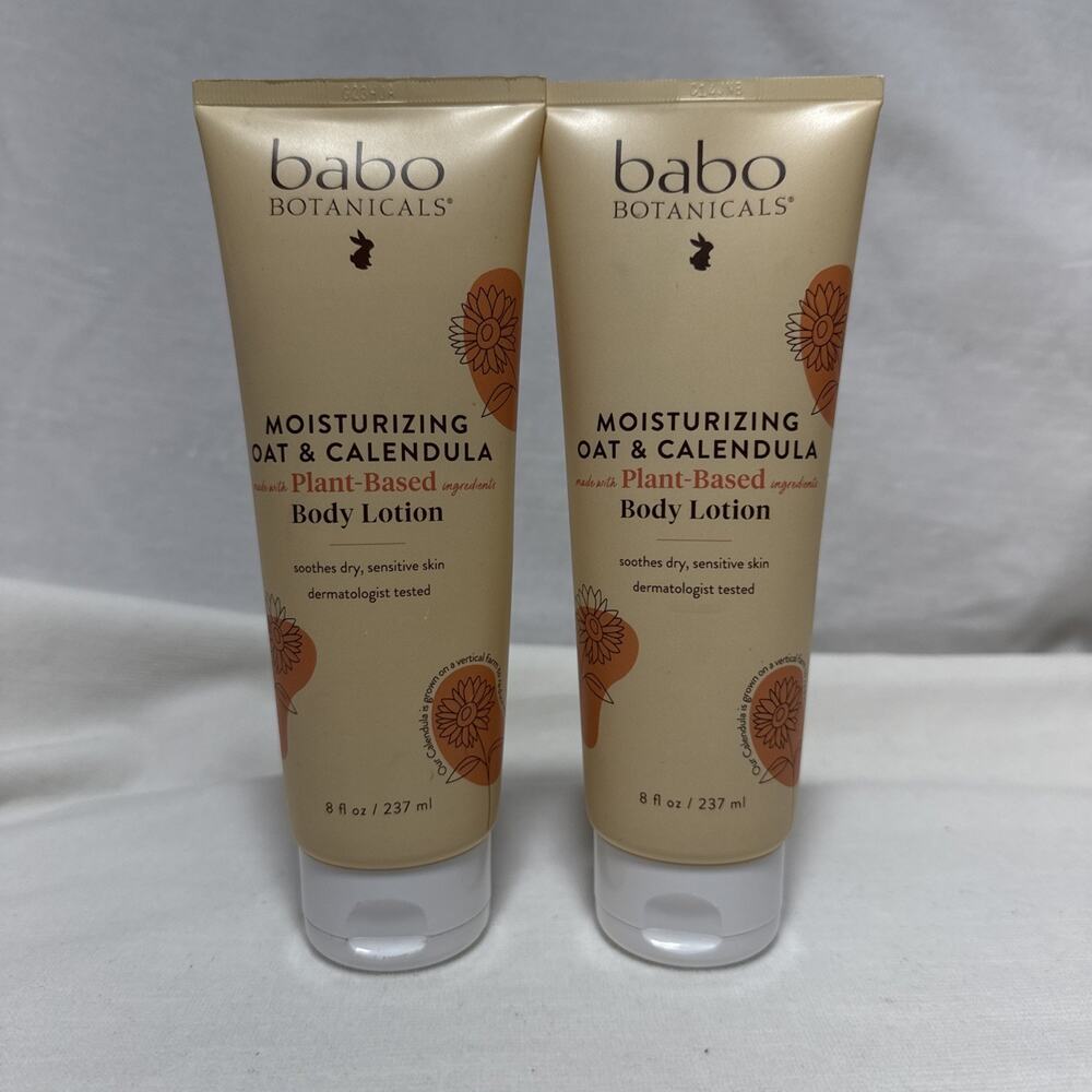 Lot Of 2 Babo Botanicals Moisturizing Oat & Calendula Body Lotion 8 fl oz